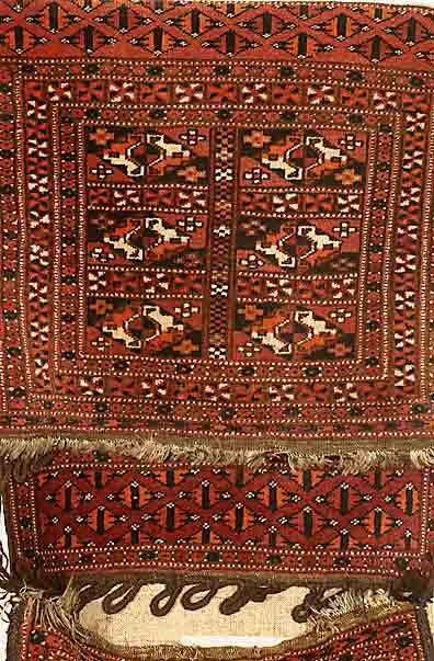 Tekke Doppeltasche, Rußland, um 1930, Wolle auf Wolle, ca. 105 x 51 cm, EHZ: 3 SchÄtzwert:850 EURO.