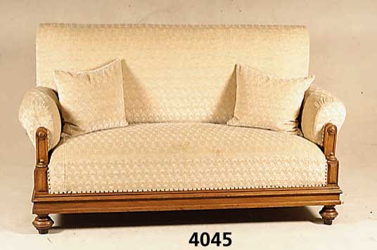 Sofa, deutsch, um 1880/90, GrÜnderzeit, Gestell Weichholz-Nussbaum massiv, einfach bzw doppelt getreppt, VeloursbezÜge 60er Jahre, alter ...