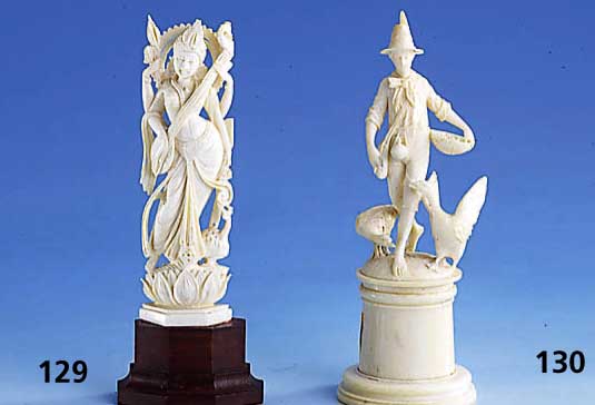 Elfenbeinfigur, Erbach um 1870/80, GÄnsefÜtterer, hervorragende feine Verar- beitung, in der Lit. Ähnlich abgebildet, H ca. 16 cm