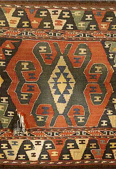 Taschenfront, Schasawan, um 1920, Wolle auf Wolle, ca. 46 x 47 cm, EHZ 5-6