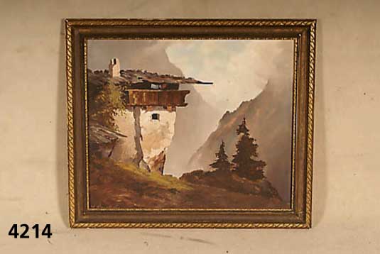 Wendrich, H., bayrisch/Österreichischer Maler, SennerhÜtte im Herbst, gute Interpretation von menschlicher Behausung und ÜbermÄchtiger Natur, ...