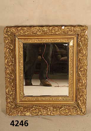 Spiegel, deutsch, um 1900, GrÜnderzeit, Rahmen Weichholz, mit Stuck goldfarben reich verziert, Stuck teilw. besch., Spiegel mit facettiertem Glas ...