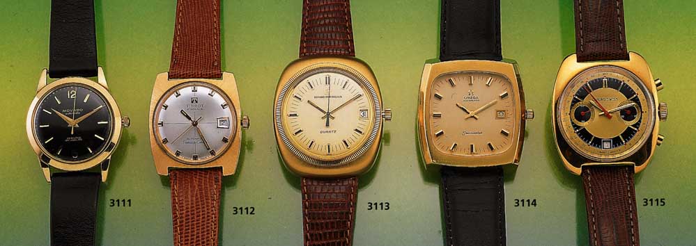 Konvolut: 2 Herrengolduhren, schweiz. Prod., 1x Automatik, AS-Kal. 1590, um 1968, 25 St., 585/000 GG, schw. Bl. mit Fehldruck Movado, sonst EZ 2, ...