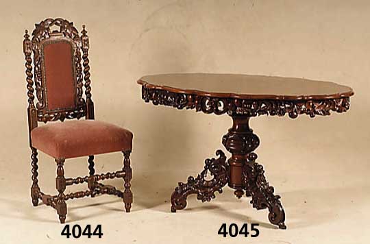 3 HerrenzimmerstÜhle, deutsch/Belgien, um 1890 , Eiche massiv, nach dem Vorbild um 1700, reiche Drechselarbeit, Beine versprosst, z.T. gudroniert, ...