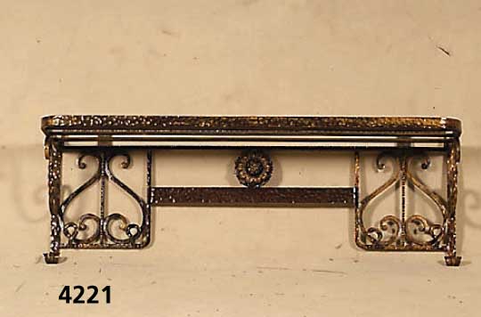 Gaderobe, deutsch, um 1920, Schmiedeeisen, mit Hutablage, typisches Jugendstildekor, ca. 36x102x31 cm