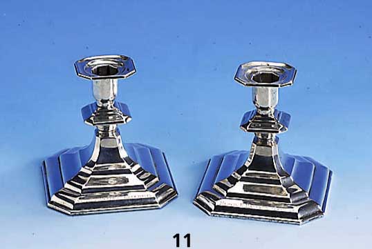 Kerzenleuchterpaar, Norwegen 1937, 830er Silber, gefÜllt, Inschrift, min. ver- beult, H ca. 12 cm