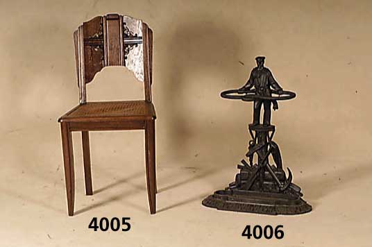 SchirmstÄnder, deutsch um 1890, Gusseisen, Renaissacestil, AkantusblÄtter verz., RÜcken- teil Matrose, mit Schiffsemblemen, bzw. Seil u. ...