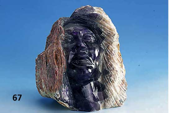Amethystkopfskulptur, mit Darstellung eines Frauenkopfes, Amethyst und Muttergestein, schÖne detaill. Anferti- gung mit dekorativen Farbnuancen, ...