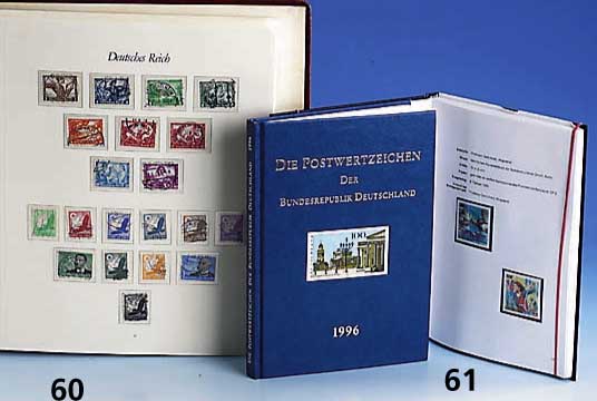Briefmarkensammlung Deutsches Reich, dabei Wagner-, StÄnde-, NÜrburgring-Satz, Olympiade- Blockpaar, umfangreiche Sammlung, Überwiegend ...