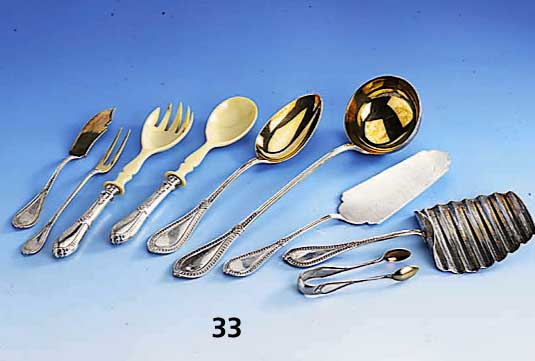 16 Vorlegeteile, Fa. Bruckmann & SÖhne, Heilbronn, 800er Silber, um 1900, best. aus: Spargelheber, 2 Saucenkellen, Suppenkelle, 2 gr. ...