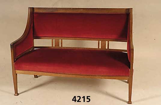Salonbank, deutsch/Niederlande, um 1900/05, Eiche massiv, klassizistische Form, Lehne 6-fach versprosst, in symetrischer Anordnung, alte ...