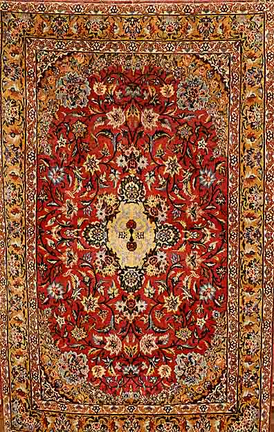 Esfahan fein, Persien, 20 Jahre, Korkwolle mit und auf Seide, ca. 180 x 113 cm,EHZ 1-2 SchÄtzwert: 3100.- EURO, ca. 1,0 Mio. Kn/qm