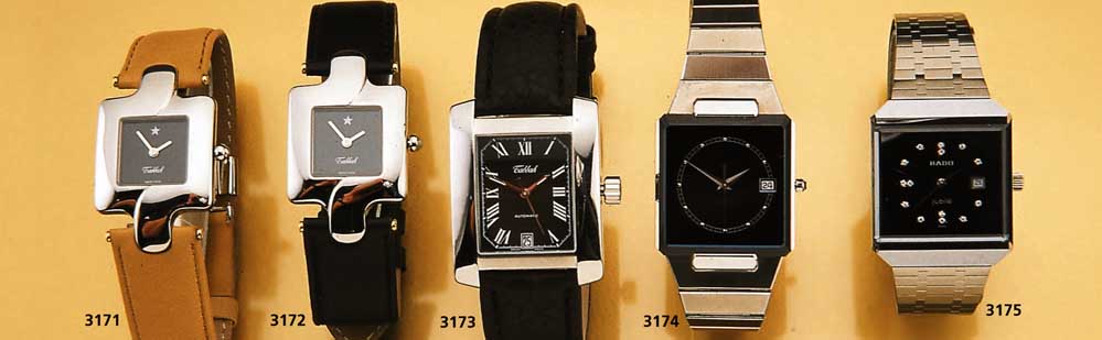 TABBAH Designer-Damenarmbanduhr Serie Star -Watch Nr. 2, Schweiz ungetr. Lagerw. um 1998, Edelst. pol., Boden vierf. verschr., High-Tech-Quartzw., ...