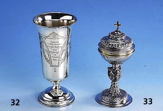 Erinnerungspokal, Posen um 1900, 800er Silber, Widmung, Bes.-Inschr., H ca. 18 cm, ca. 155 g