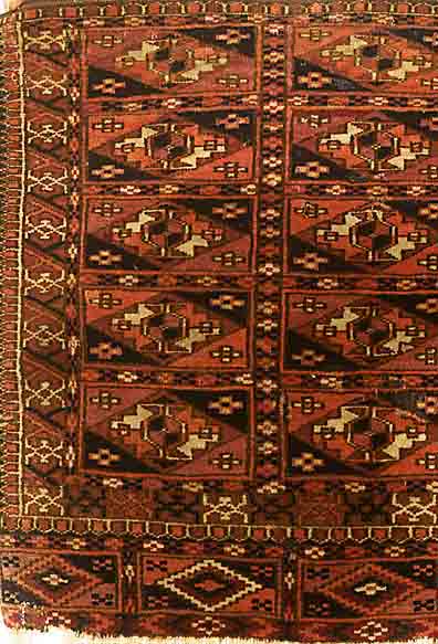 Tekke fein, Rußland, um 1900, Wolle auf Wolle, ca. 49 x 39 cm, SchÄtzwert: 1450.- EURO, EHZ: 3-4