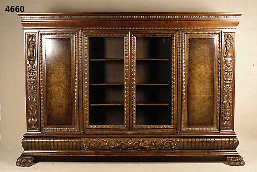 Renaissance-Stil Schrank, dt. 20-30er Jahre, Weichholz/Hartholz, zweiteilig auf Rahmen gearbeitet, Lisenen mit reicher Bildhauerar- beit, reiche ...
