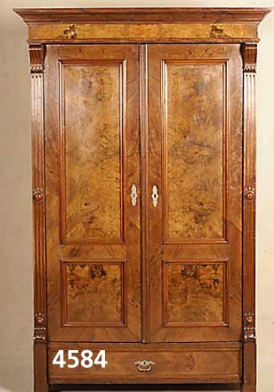 GrÜnderzeitschrank, deutsch, um 1880/90, Korpus Weichholz, z.T. auf Rahmen gearbeitet, Wurzelnußfurnier gespiegelt, reiche Leisten- verzierung, ...