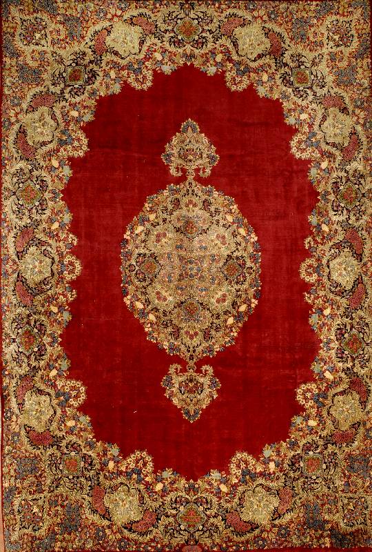 Kerman fein, SÜdpersien, ca.60 Jahre, Wolle auf Baumwolle, ca. 504 x 350 cm, SchÄtzwert: 6500.- EURO, edles Medaillon in einem schÖnen ...