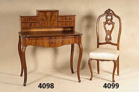 2 StÜhle, wohl deutsch, um 1900, Buche, farbig gefasst (Bierlack) mit Altersspuren, RÜckenlehne aufwendig geschw. Form mit dezenter Schnitzerei, ...