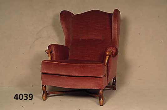 Ohrenbackensessel, deutsch, um 1870/80, Gestell Buche massiv, auf Nussbaum gebeizt, Beine versprosst, leicht geschweift, RÜcken genoppt, lose ...