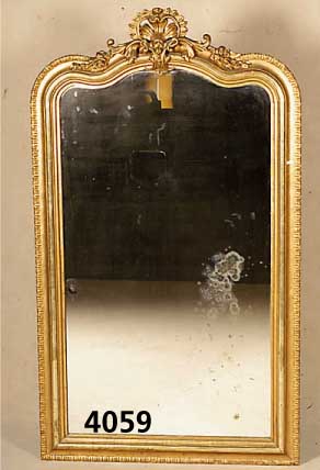 Prunkspiegel, deutsch-franz., um 1860/70, Holz, Holz gestuckt, Barockstil, Krone geschweift, schÖne Pedimentvergoldung, orig. Spiegelglas teilw. ...