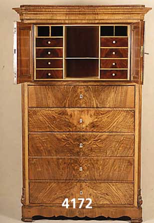 HerrenwÄscheschrank, mitteldeutsch, um 1870/80 , Korpus Weichholz/Hartholz, Front auf Rah- men gearbeitet, abgeplattete Ecken, aufgesetz- te ...