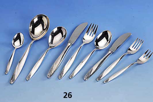 Besteck fÜr 12 Personen, 800er Silber, deutsch, Bremer Silberwarenfabrik, best. aus: 12 Messer (Klingen Stahl, Griffe gefÜllt), 12 Gabeln, 12 ...