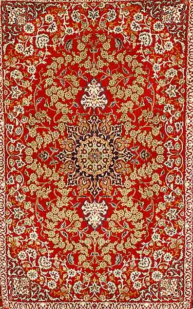 Esfahan fein, Persien, 10 Jahre, Korkwolle mit und auf Seide,ca. 170 x 105 cm, EHZ 1-2 SchÄtzwert: 3100.- EURO, ca. 1,0 Mio. Kn/qm