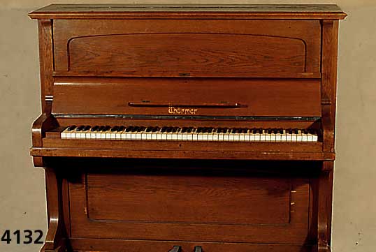 Klavier, deutsch, um 1910, Jugendstil, Marke Ferdinand ThÜrmer Meisen, Korpus Weich- holz/Hartholz, Eichefurnier, dieses beschÄdigt , Rahmen ...