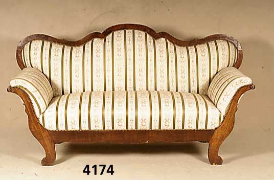 2-sitzer Sofa deutsch, um 1835/40, Korpus Weichholz, Buchefurnier, 2. Barock, teilweise alte Polsterung verwendet, Bezug sekundÄr, ...
