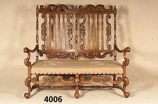 2-sitzer Bank, deutsch, um 1880/90, Eiche massiv, im Stil des FrÜhbarock, Rocaillen bzw. Doppelrocaillen, Blatt- und FrÜchteverzierung , Beine ...