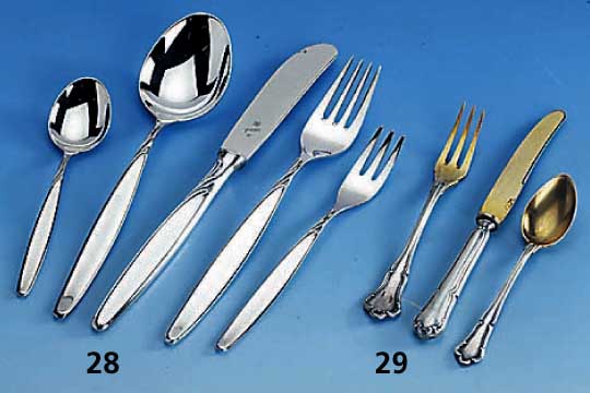 Obstbesteck und MoccalÖffel, deutsch, Wilkens Bremen, um 1900, 800er Silber, Barockstil, teilvergoldet, best. aus: 12 Messer (Griffe gefÜllt, ...