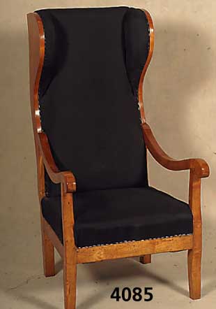 Ohrenbackensessel, Biedermeier, 1820/30, Birke massiv, praktisches schÖnes MÖbel, neu poliert und restauriert, neu gepolstert und bezogen, ...