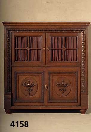 Halbschrank, deutsch, um 1900/05, Korpus Weichholz/Hartholz, Front auf Rahmen gearbei- tet, fensterartige Rahmenform, Leiste abstrakt floral, ...