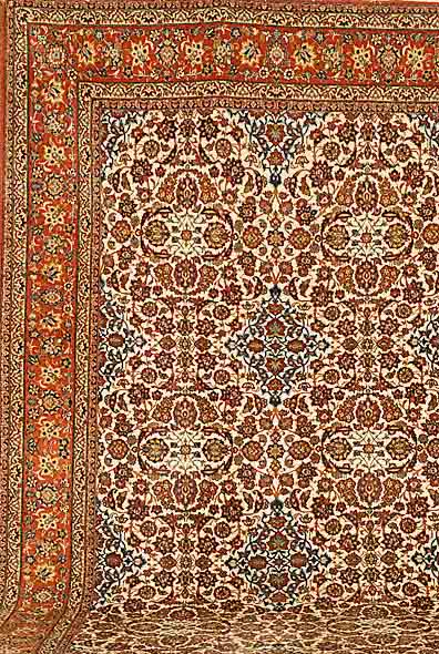 Esfahan(Mobareke)Persien, ca. 40 Jahre, Wolle auf Baumwolle, ca. 396 x 261 cm, SchÄtzwert: 2900.- EURO, EHZ: 2-3