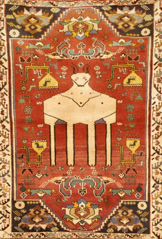 Ghaschgai, Persien, ca. 30 Jahre, Wolle auf Wolle, ca. 170 x 120 cm, SchÄtzwert: 850.- EURO, Seltenes Motiv, SammelwÜrdig.