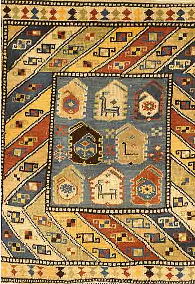 Gabbeh Alt, Persien, ca. Um 1930 Jahre, Wolle auf Wolle, ca. 80 x 75 cm, SchÄtzwert: 550.- EURO, EHZ: 2-3