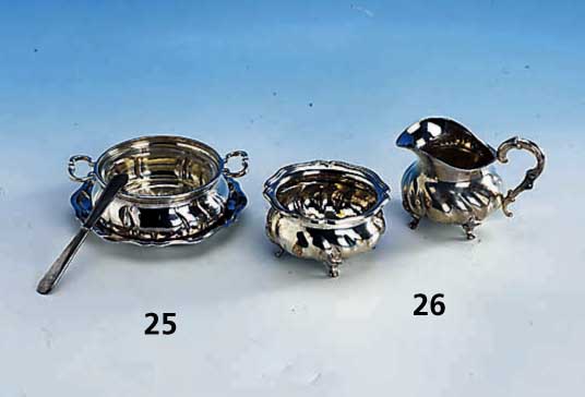 Sahnegießer und Zuckerschale, deutsch 800er silber, um 1900, Handarbeit, Meistermarke H. Schmitt MÜnster, Barockstil, H. ca. 9 bzw. 6 cm, total ...