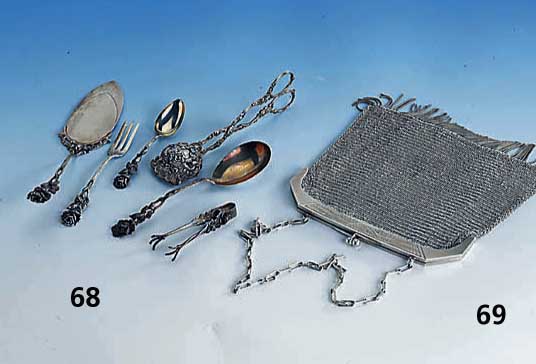 Abendtasche, deutsch um 1900, 800er Silber, jugendstilhafte Ornamentierung gestochen, sammelw.