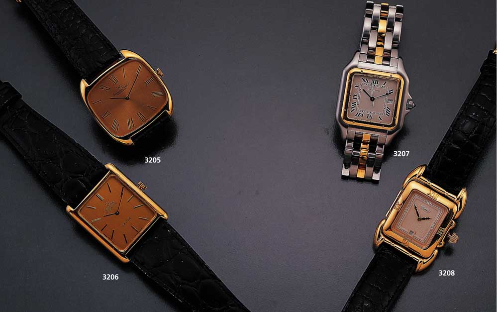 TABBAH Herrenarmbanduhr Modell Saga de Tabbah , Schweiz um 1992, RG 750/000 incl. Lederbd. m. orig. Dornschl. in Gold, aufw. Designer- modell m. ...
