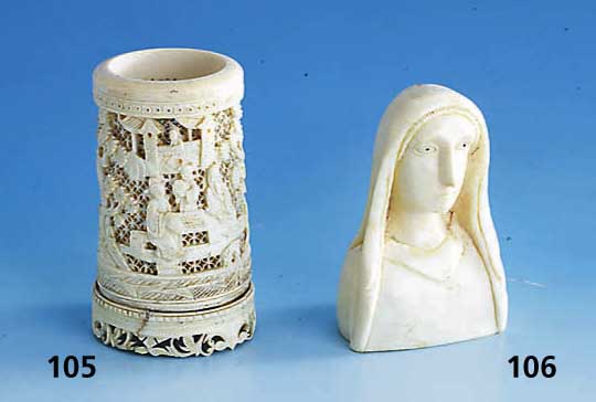 MarienbÜste, wohl Goa 50er Jahre, Elfenbein, geschnitzt, vollplastisch, H ca. 10 cm