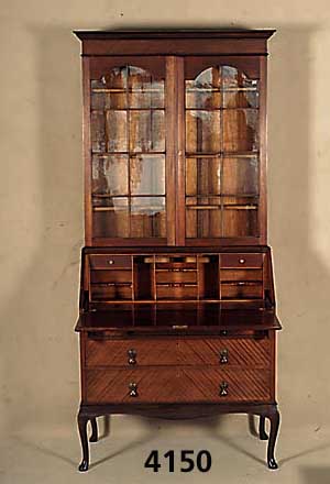 AufsatzsekretÄr, England, um 1900,, Mahagoni massiv, Mahagonifurnier, Oberteil verglast und versprosst, Unterteil mit Schubladen, BeschlÄge ...