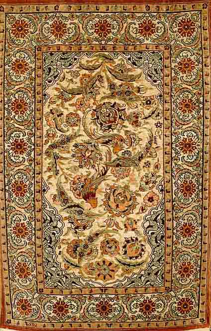 Hereke fein sign., TÜrkei, ca. 30 Jahre, reine Naturseide, ca. 118 x 80 cm, SchÄtzwert: 6200.- EURO, ca. 950.000 Kn/qm, goldbroschiert, EHZ: ...