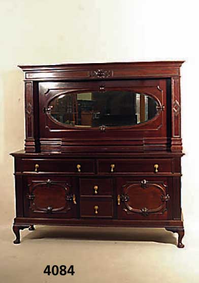 Aufsatzbuffet, England, um 1890, viktioria- nischer Stil, Mahagoni massiv, Mahagonifurnier , Unterteil mit 2-tÜren und 2 Schubladen, schÖne ...