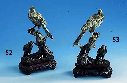 Skulptur in Form von Fasanen, China, 60er Jahre, Nephrit, beste Verarbeitung, pas- send zu Kat.-Nr. 05-52