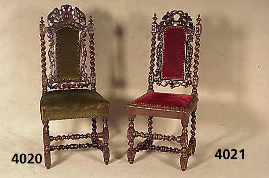 6 HerrenzimmerstÜhle, Frankreich, um 1870, Eiche massiv, reiche Drechselarbeit, Beine versprosst, z.T. in sich gedreht, qualitÄt- volle ...
