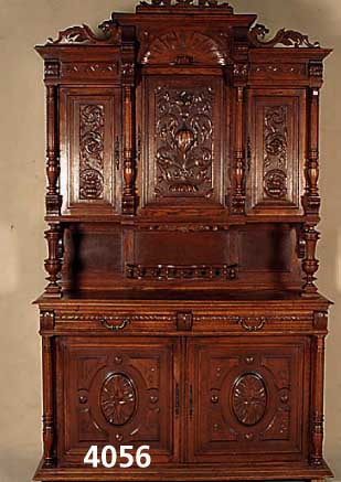Aufsatzschrank, Frankreich, um 1880, Nußbaum massiv, Aufsatz mit vorgesetzten SÄulen, diese gerillt, Unterteil mit 2 Schubladen und TÜren, ...