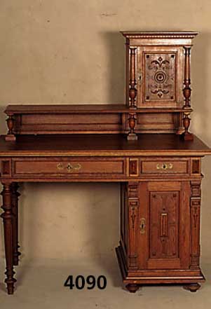 Damenschreibtisch, deutsch, um 1895/1900, Korpus Weichholz, Eiche massiv, zum grÖßten Teil auf Rahmen gearbeitet, schÖne Baluster- ...