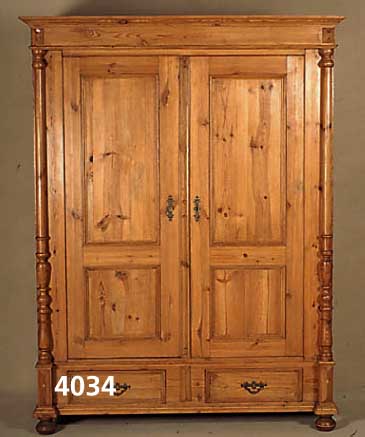 GrÜnderzeitschrank, deutsch, um 1890/1900, Weichholz massiv, Front und Seiten auf Rahmen gearbeitet, freistehende gedrechselte SÄulen, original ...