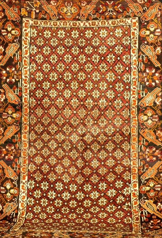 Ghaschgai, Persien, 30 Jahre, Wolle auf Wolle, ca. 248 x 150 cm, SchÄtzwert: 570.- EURO. Vogelzeichnungen im BordÜrenrahmen.